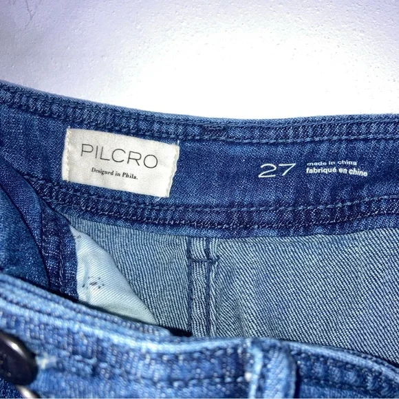 Pilcro Anthropologie Wide Leg Crop Culotte Jeans Sz 27 Denim High Rise Pockets - Picture 6 of 16